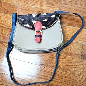 Soruka Crossbody Bag Leather Hair Hide Tan Orange Blue Crossbody  Rodeo Farm‎